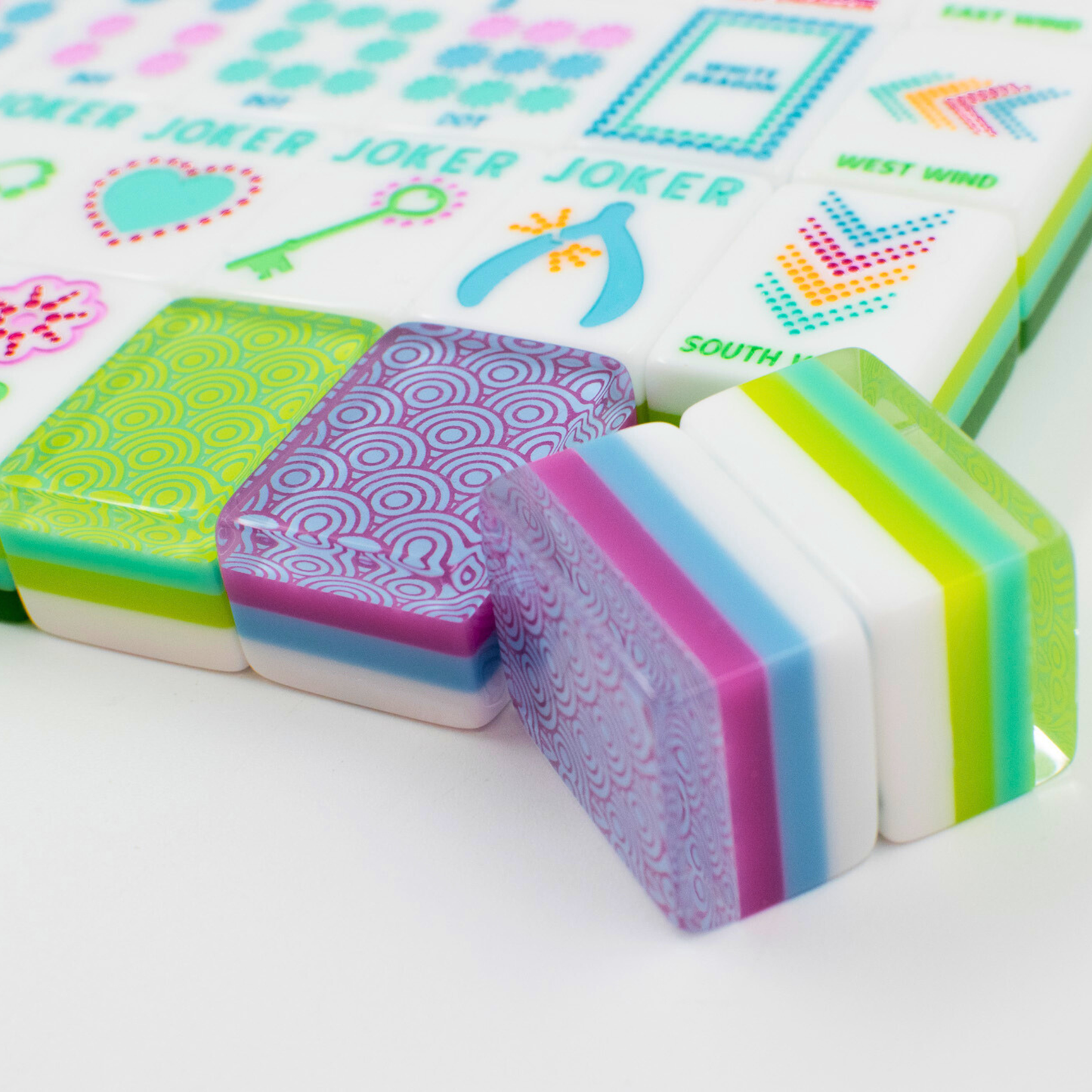 Crystal Confetti Lemon-Lime | Mahjong with a Sprinkle of Color and Joy | 1.25" x 0.9" x 0.7"
