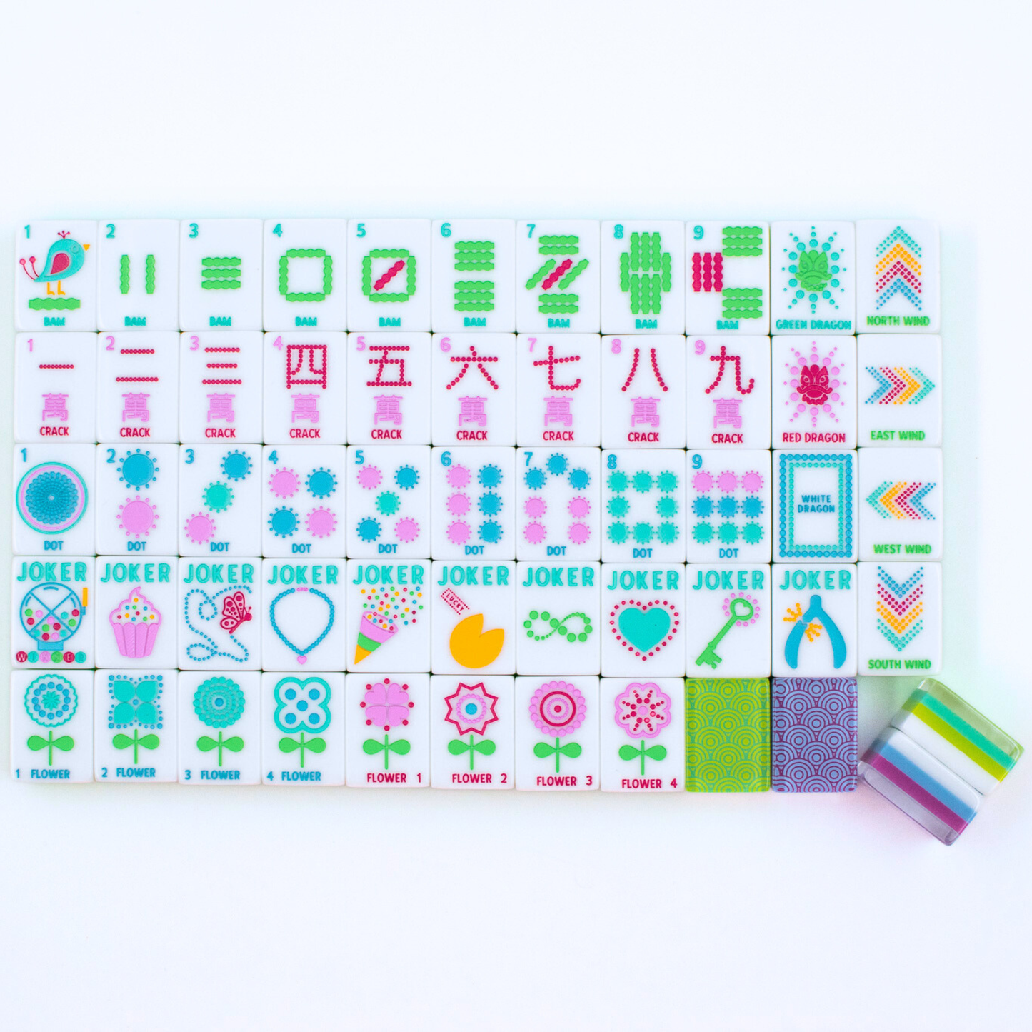 Crystal Confetti Lemon-Lime | Mahjong with a Sprinkle of Color and Joy | 1.25" x 0.9" x 0.7"