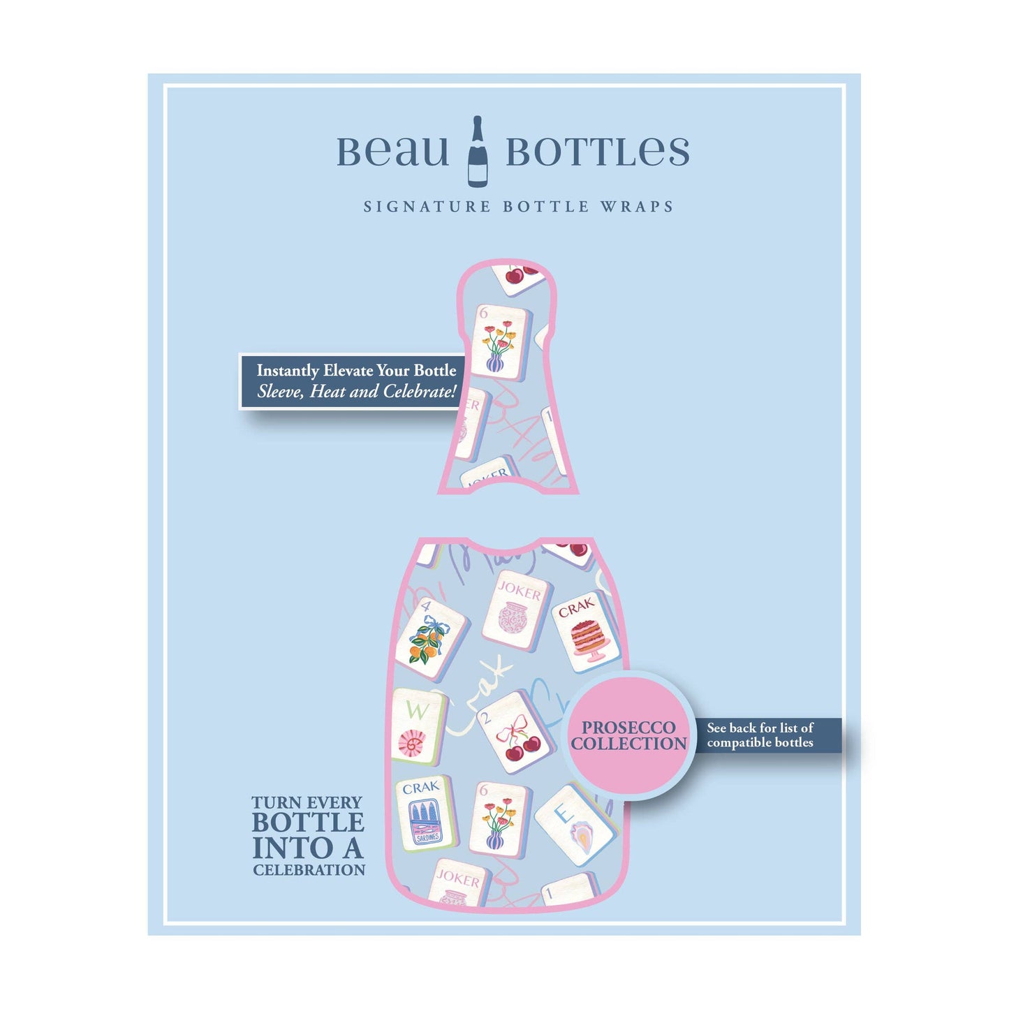 Beau Bottles Pastel Blue Mahjong - Prosecco Collection