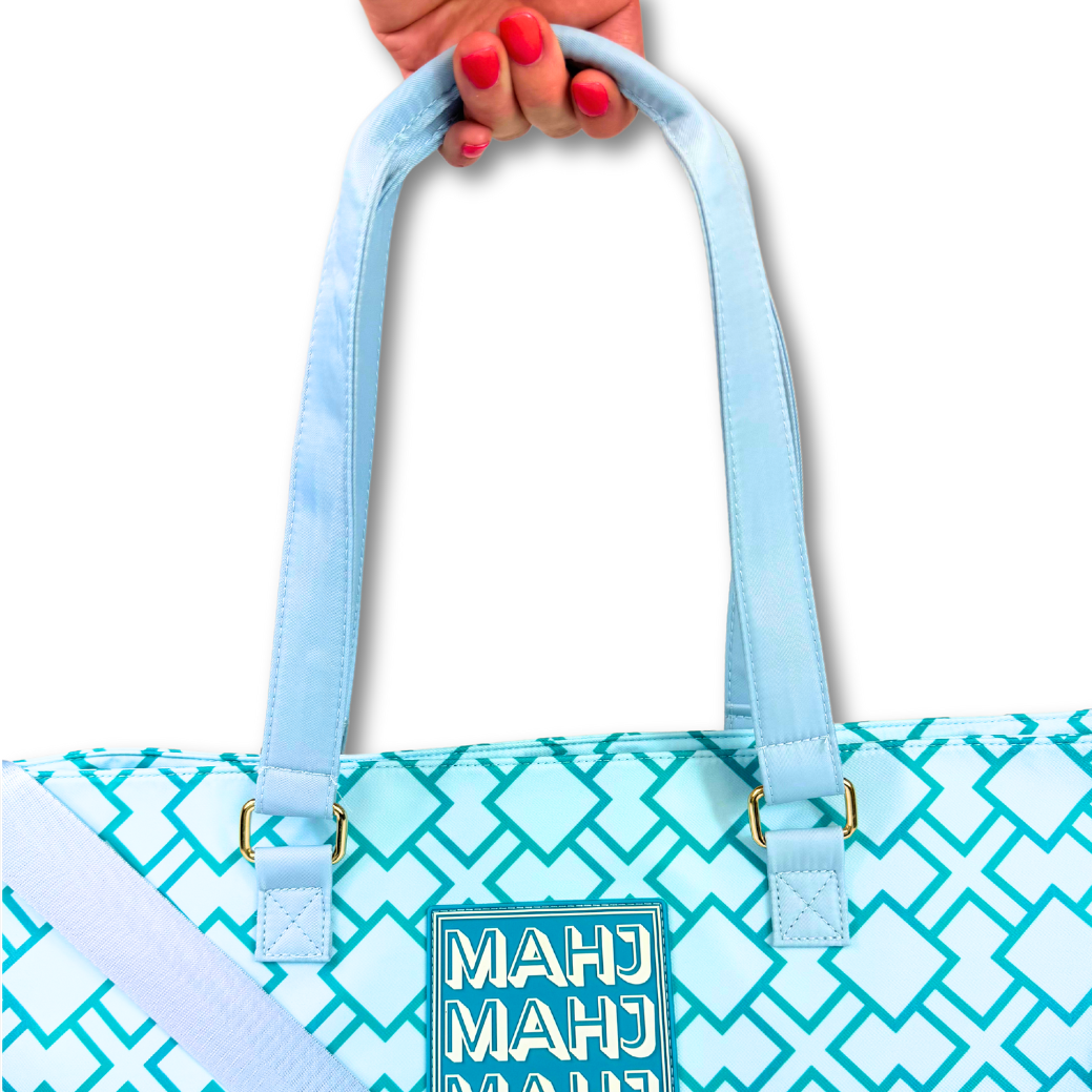 MAHJONG TOTE BAG  |  Wide with Zipper Closure: Arrows- Purple Tote Bag