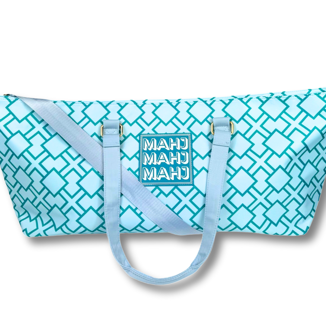 MAHJONG TOTE BAG  |  Wide with Zipper Closure: Diamond- Orange Tote Bag