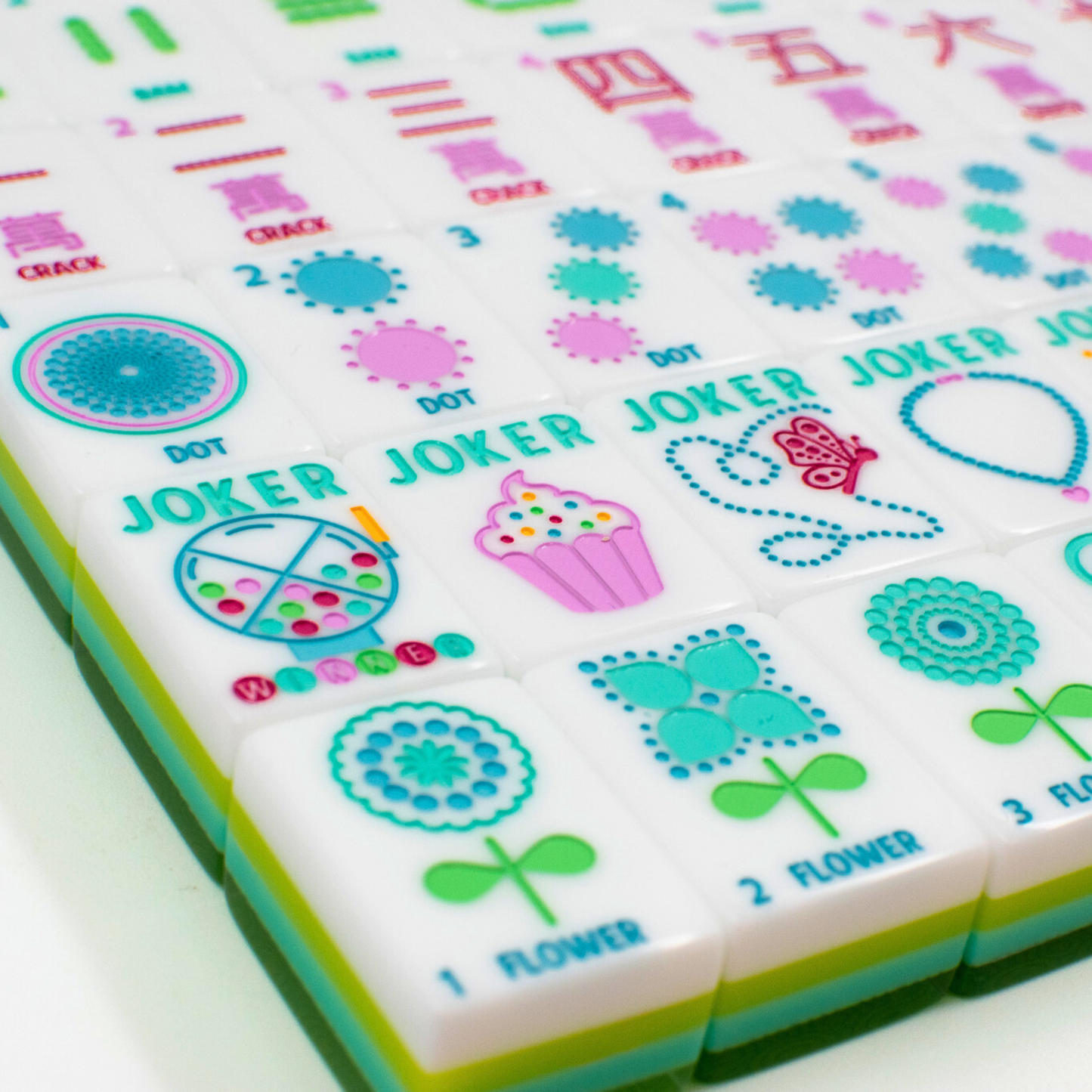 Crystal Confetti Lemon-Lime | Mahjong with a Sprinkle of Color and Joy | 1.25" x 0.9" x 0.7"