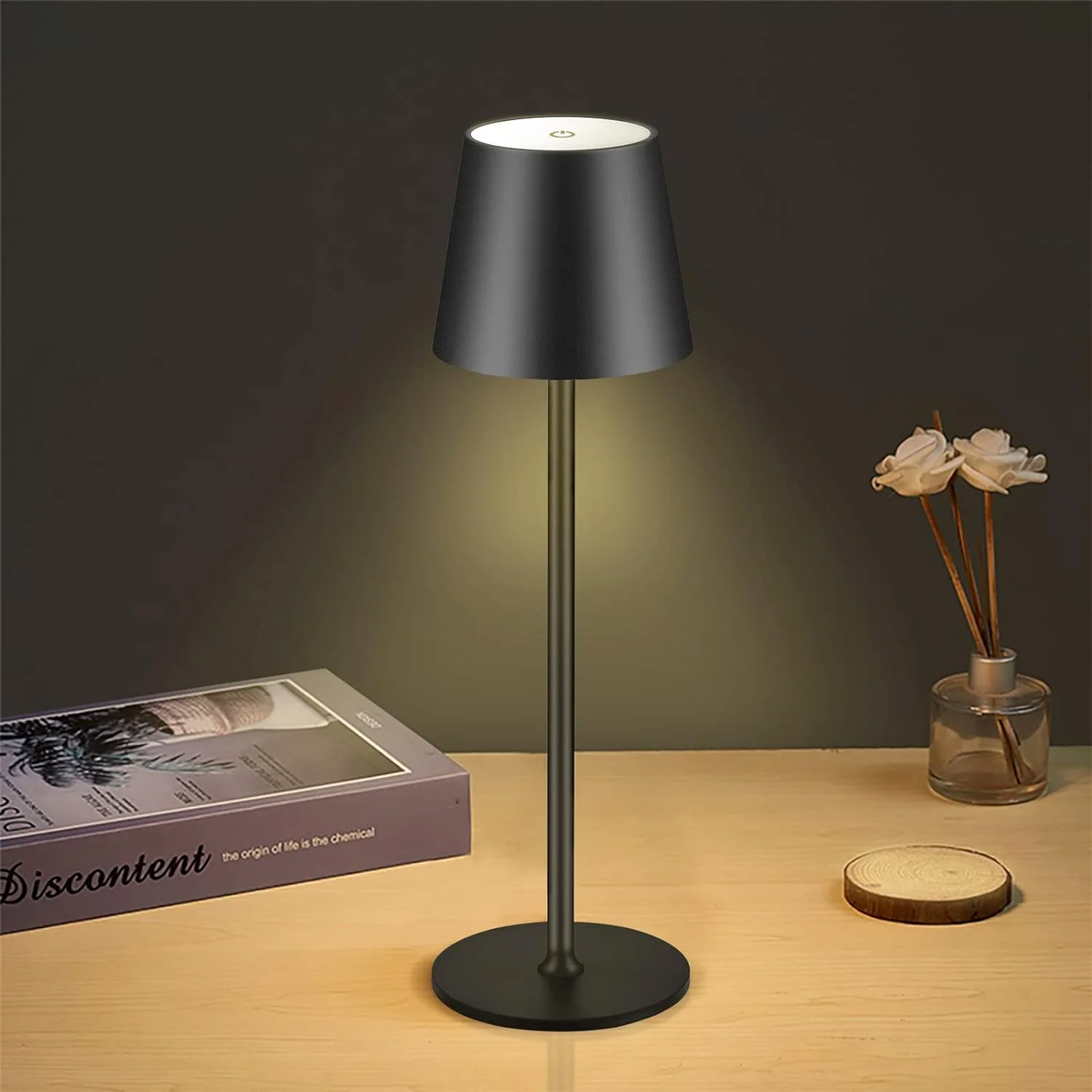 Sleek Cordless Table Lamp- Adjustable Lighting for Any Space: White