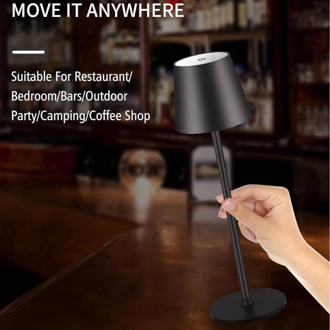 Sleek Cordless Table Lamp- Adjustable Lighting for Any Space: White