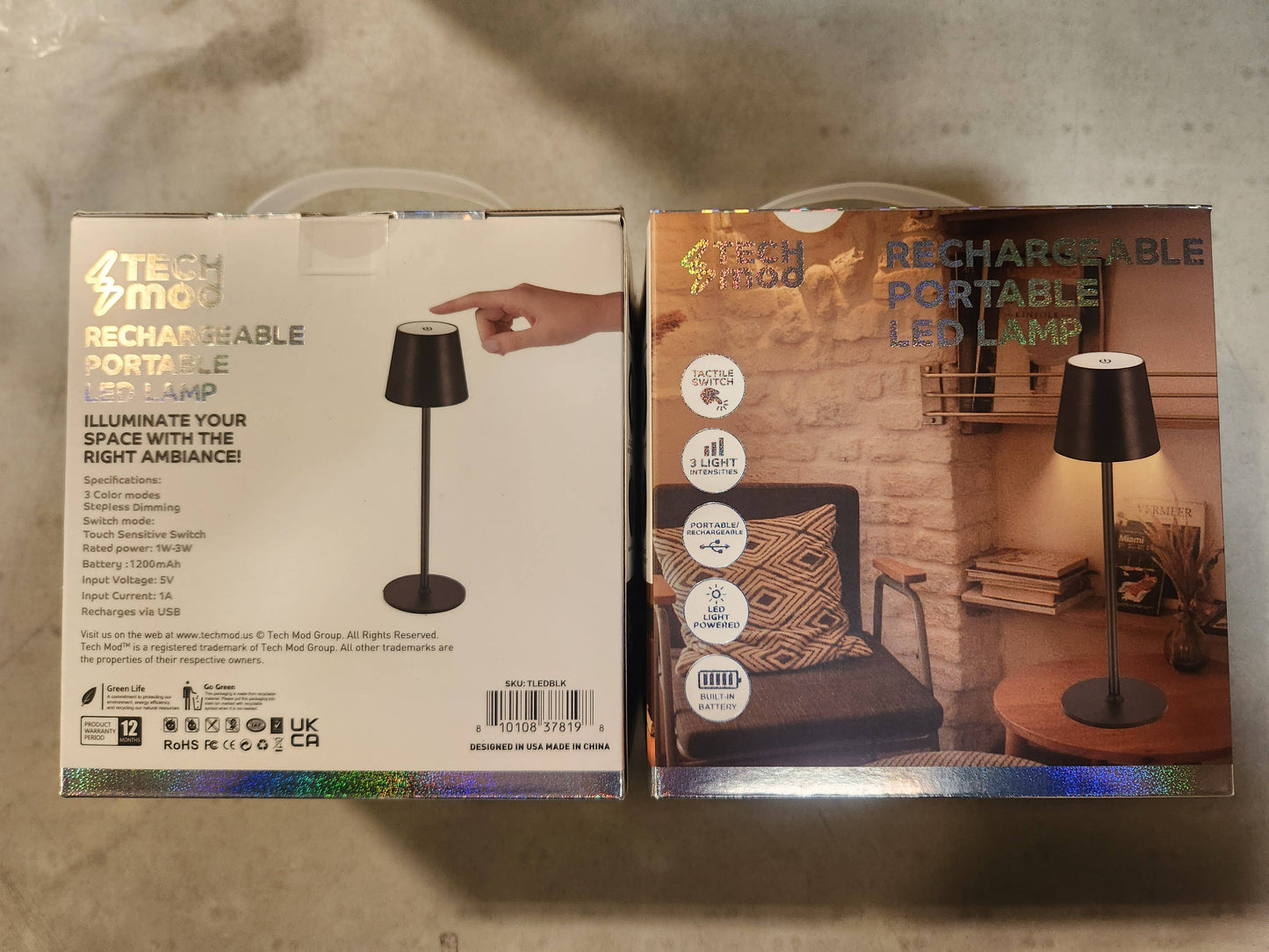 Sleek Cordless Table Lamp- Adjustable Lighting for Any Space: White