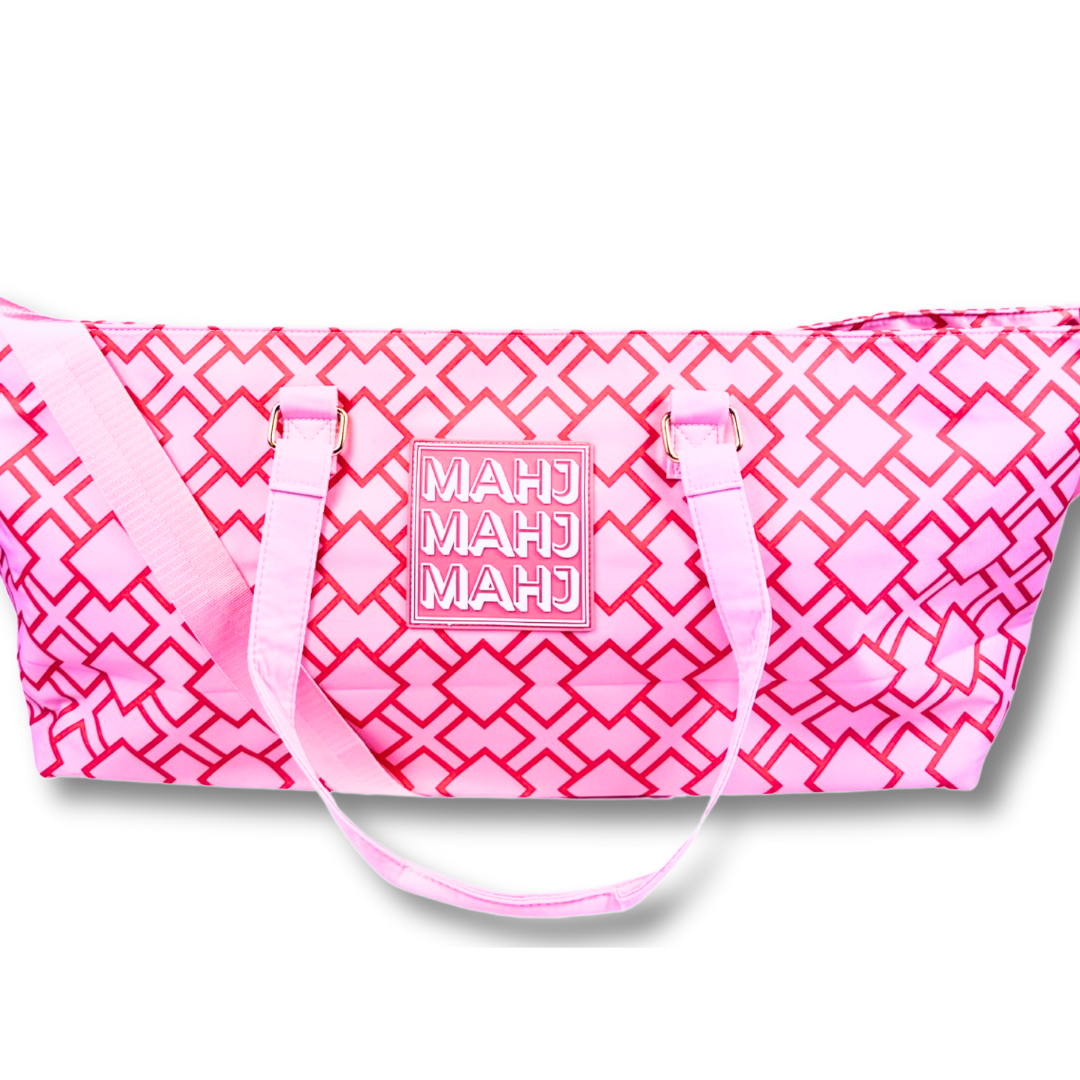 MAHJONG TOTE BAG  |  Wide with Zipper Closure: IKAT-Blue Tote Bag