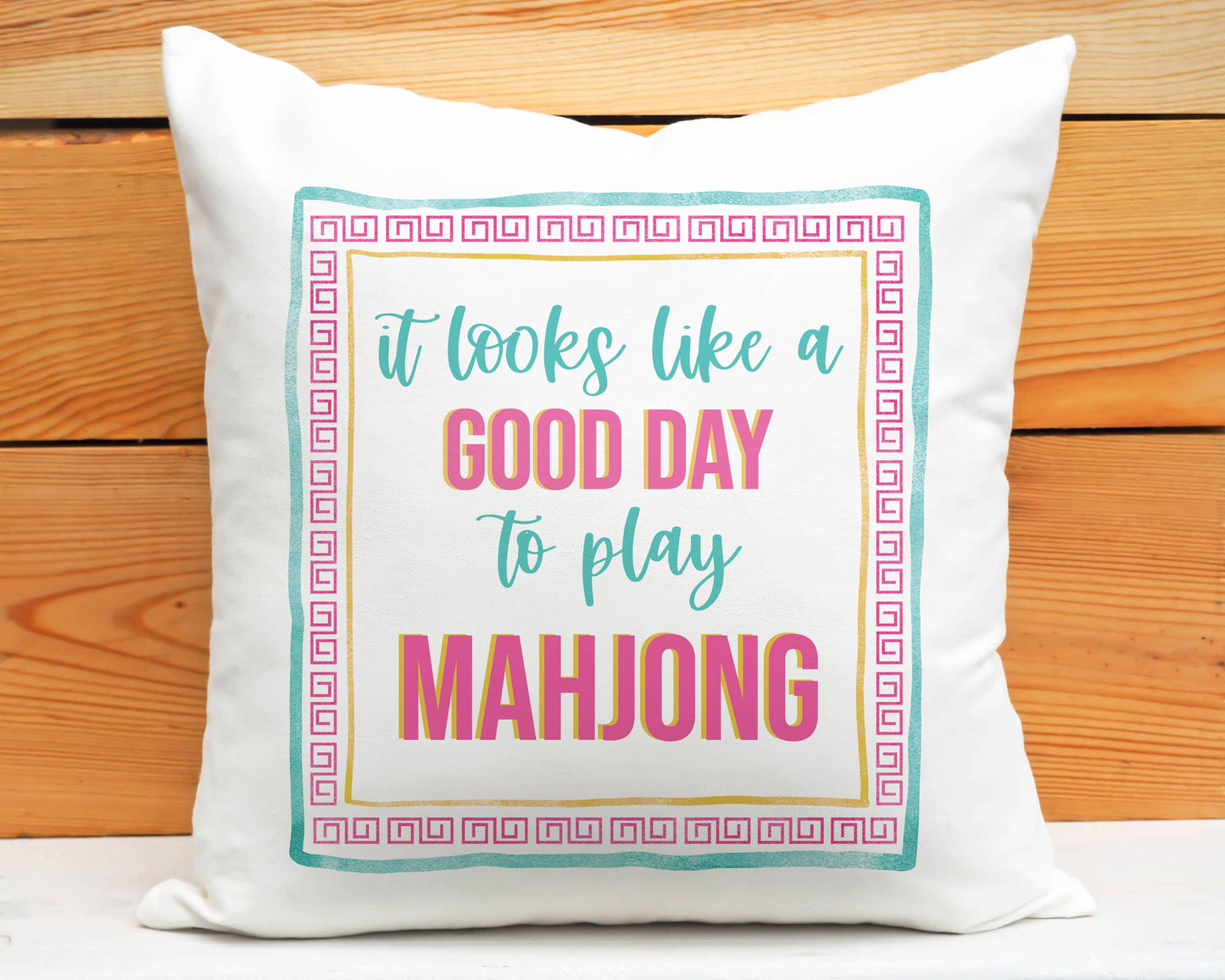 Mahjong Throw Pillow, Mahjong Decor Her Preppy Tile Game: 14x14 / Pillow + Insert