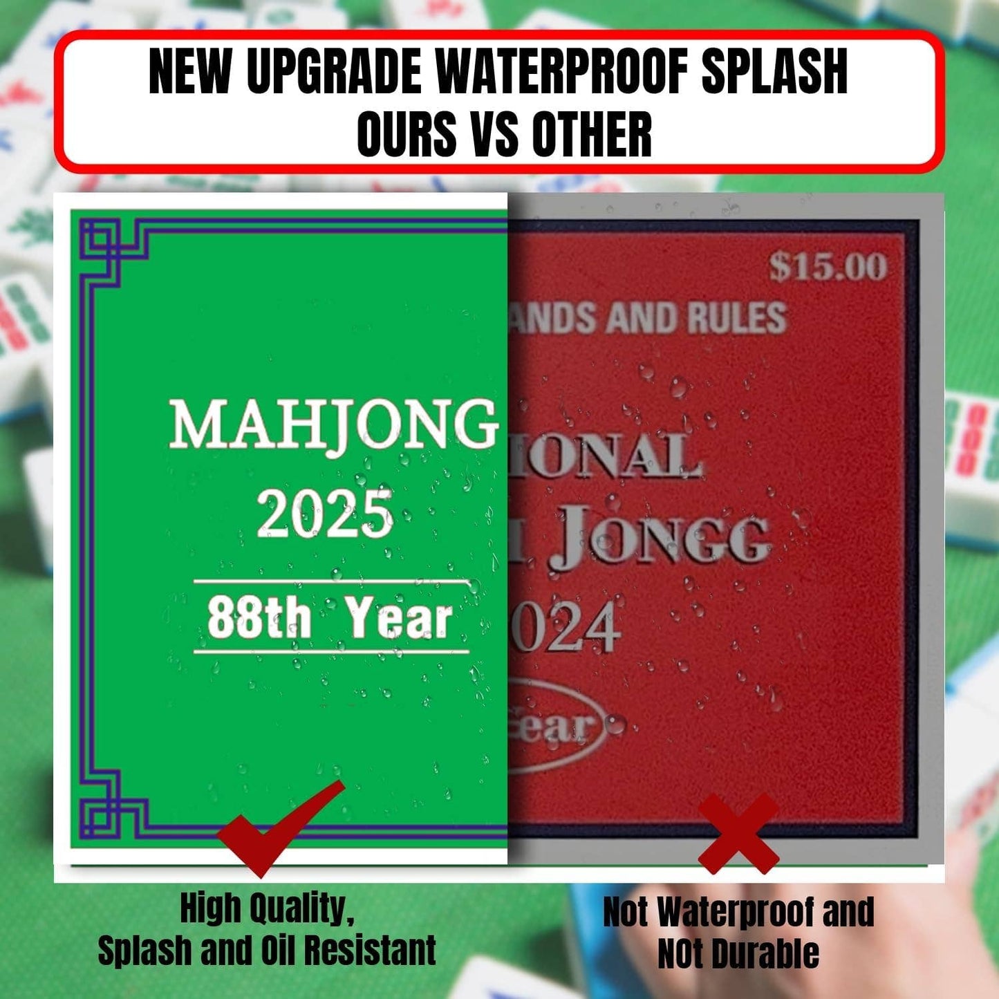 Recreational 2025 Mahjong Hands and Rules Cards, 4 Pcs，Mahjong Rule Card,Mahjong Card