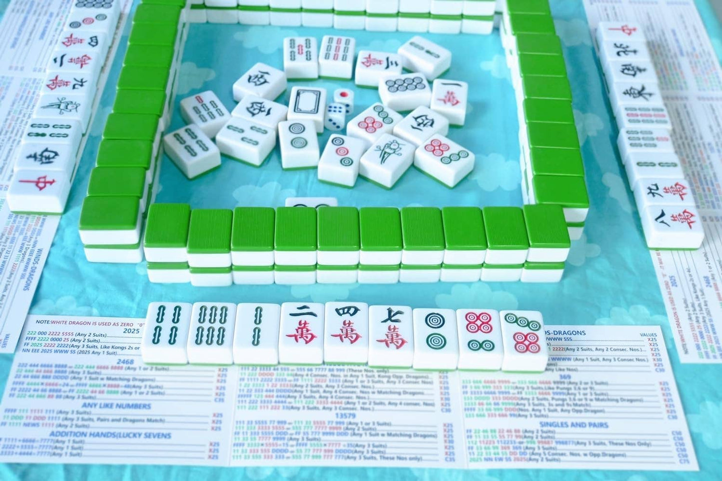 Recreational 2025 Mahjong Hands and Rules Cards, 4 Pcs，Mahjong Rule Card,Mahjong Card