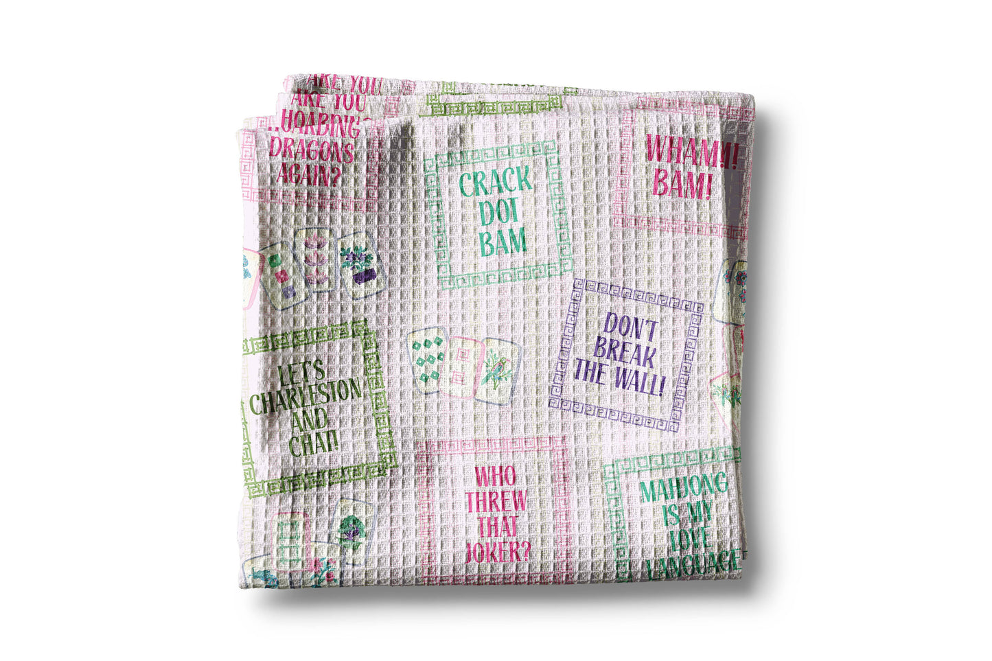 Mahjong Sayings Kitchen Towel Tile Game Decor Hostess Gift