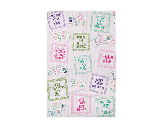 Mahjong Sayings Kitchen Towel Tile Game Decor Hostess Gift