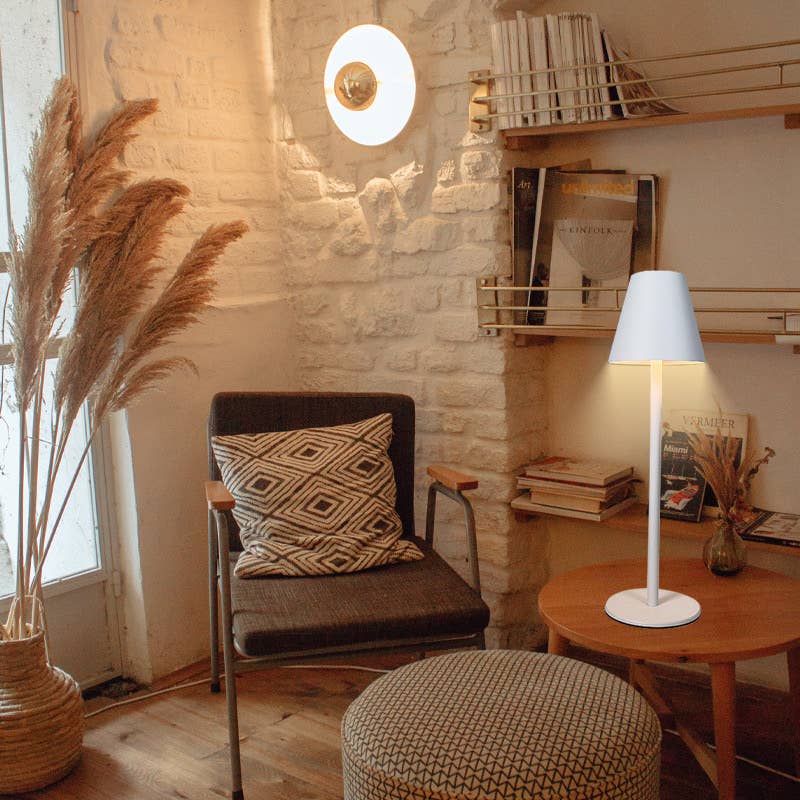 Sleek Cordless Table Lamp- Adjustable Lighting for Any Space: White