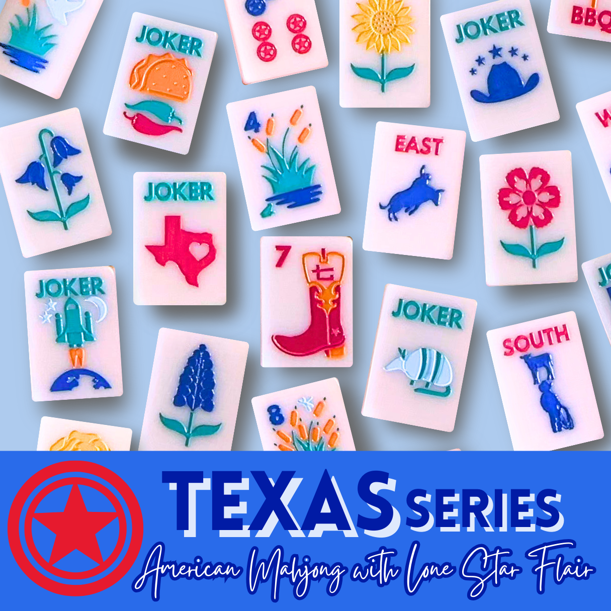 THE TEXAS SERIES | American Mahjong with Lone Star Flair | Colorful Unique Tiles